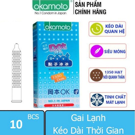 Bao cao su hương bạc hà có gai Okamoto Dot De Cool