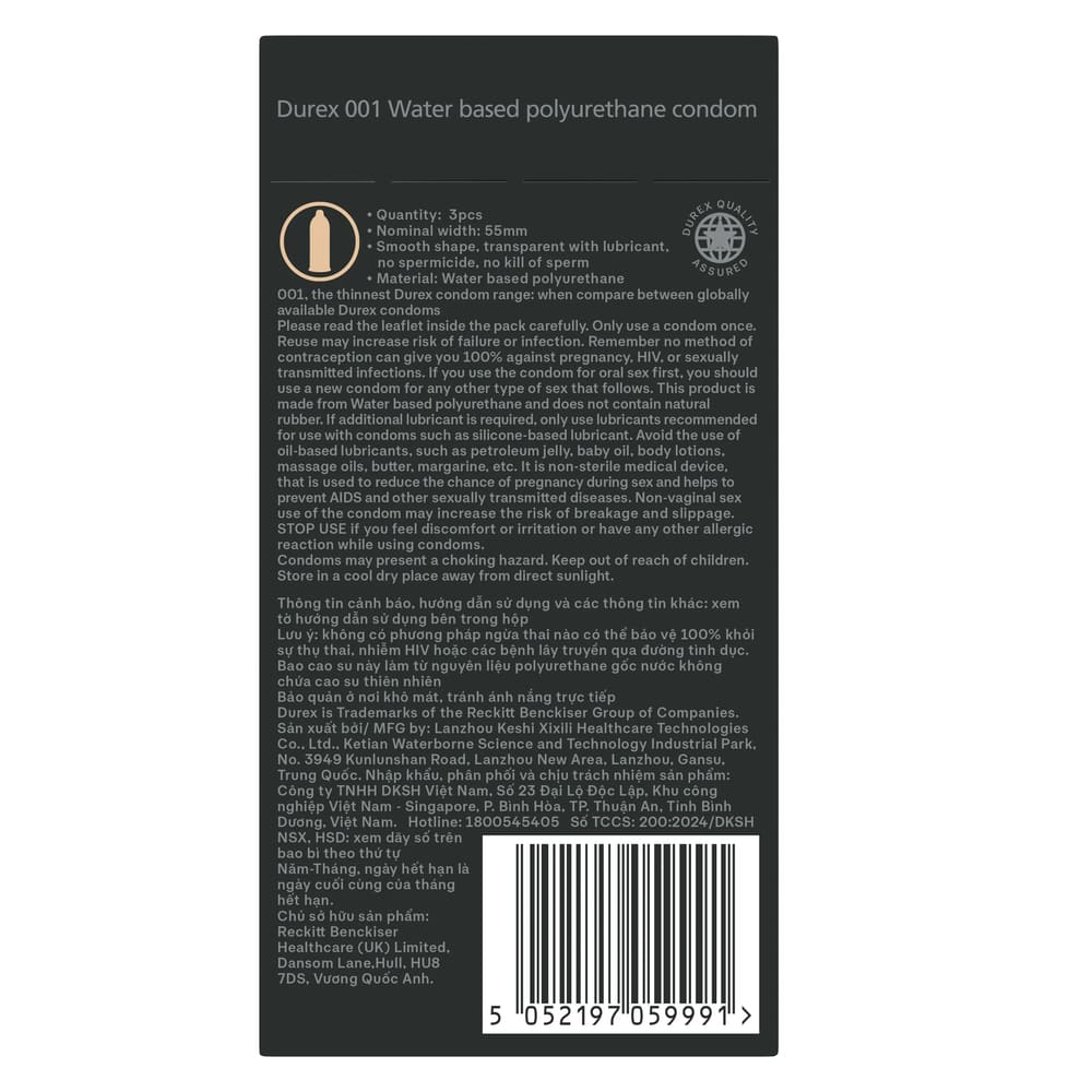 Bcs Durex 0.01 siêu mỏng size to 55mm Bcs Durex 0.01 siêu mỏng size to 55mm