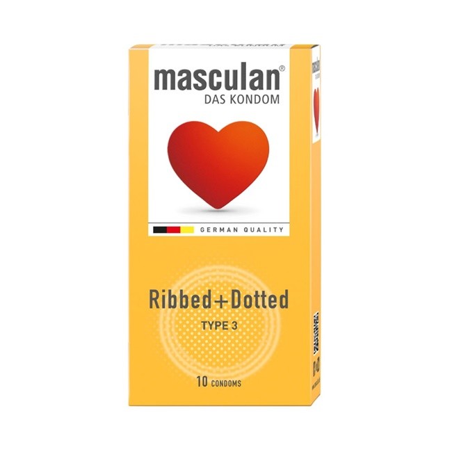 Bao cao su nam cao cấp có gai Masculan Ribbed Dotted của Đức - 10s